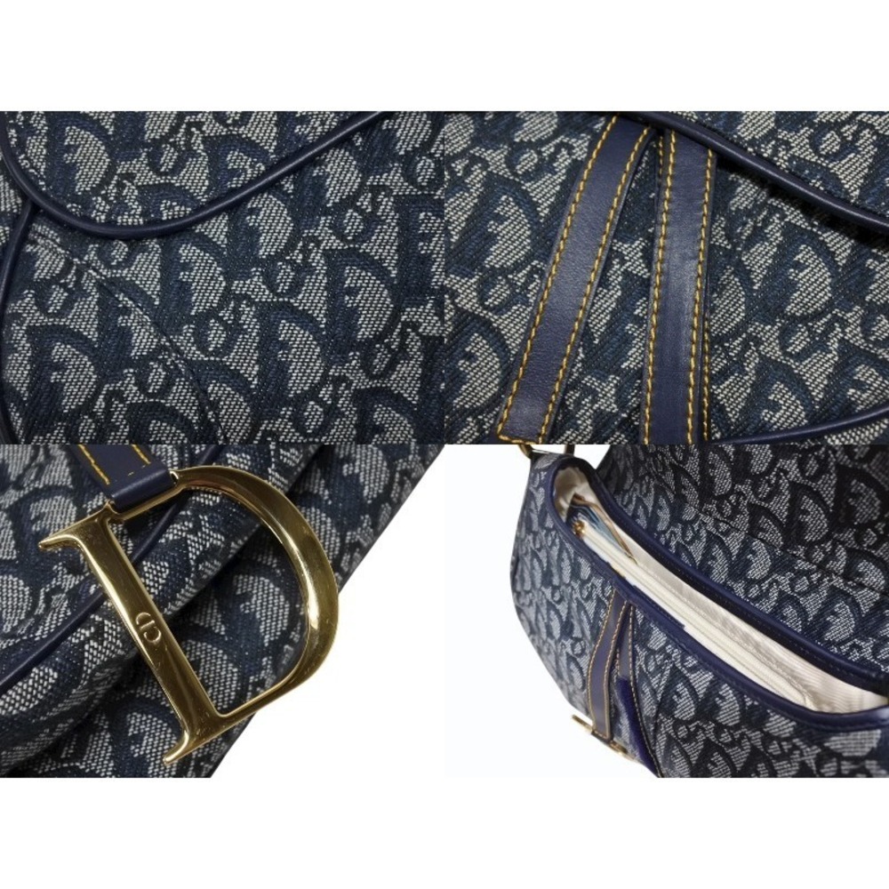 Dior Blue Trotter Bag Shoulder Galliano Navy Hobo Saddle One Christian - Picture 7 of 9